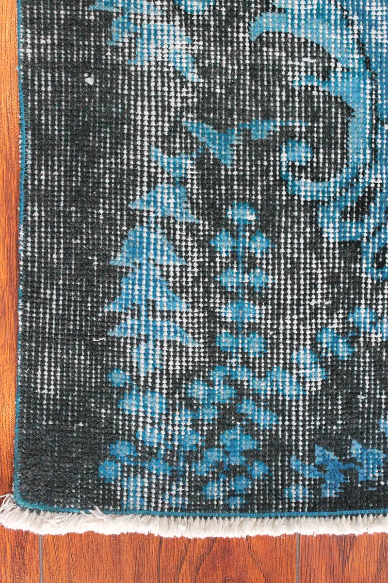 El Dokuma Mavi Vintage Halı