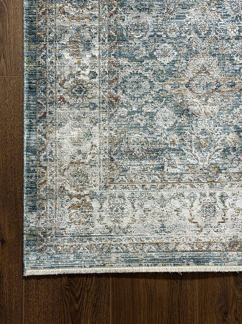 Anadolu Desenli Mavi Bambu Özel Tezgah Halısı