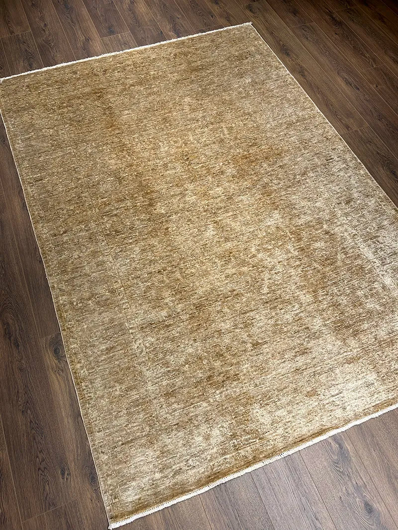 Overdye Serisi Eskitme El Dokuma Sarı Halı