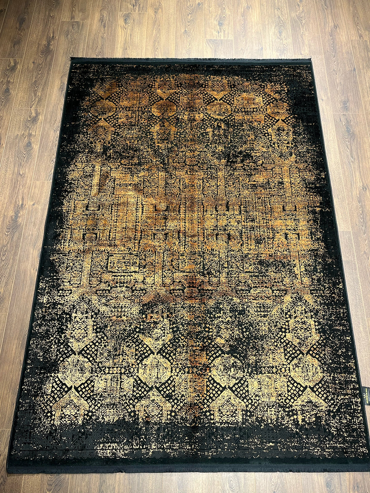 Eskitme Desen Sarı Bambu Özel Tezgah Halısı