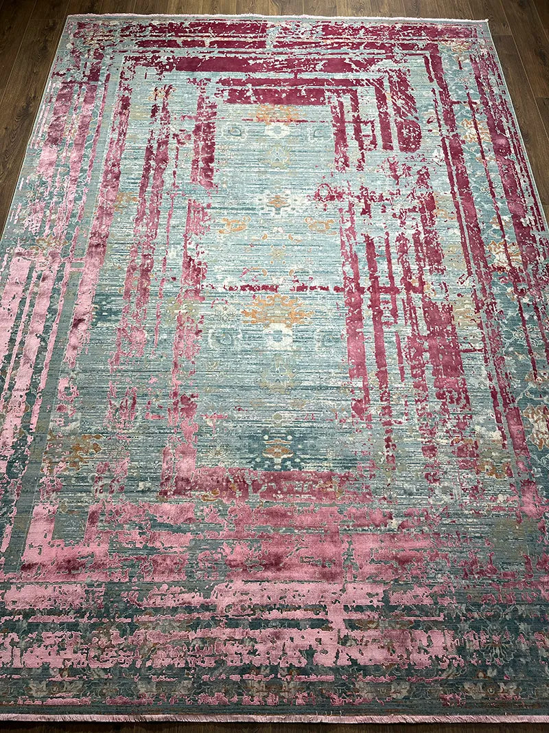 Uşak Desenli Pembe Bambu Özel Tezgah Halısı