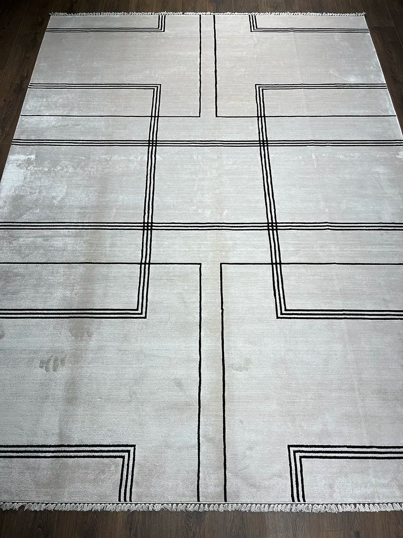 Modern Çizgili Siyah Bambu Özel Tezgah Halısı