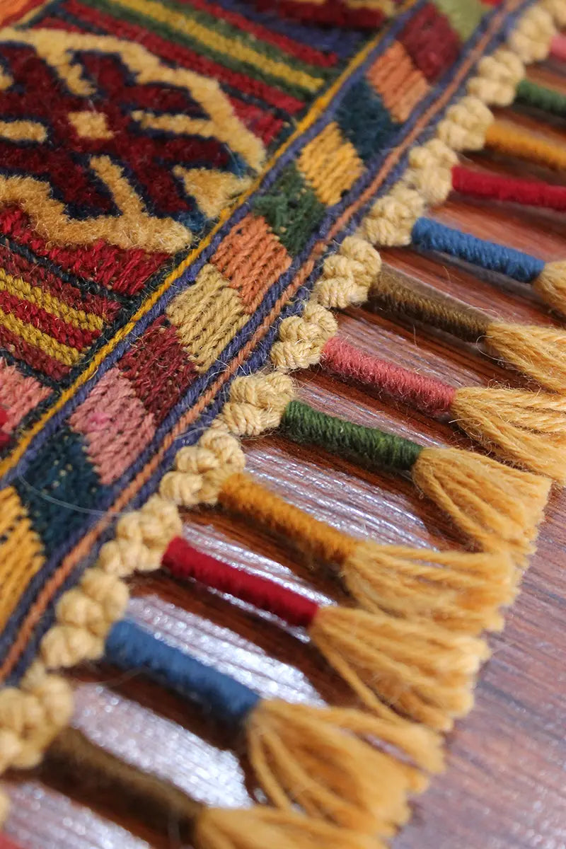 El Dokuma Afgan Berceste Renkli Yün Kilim