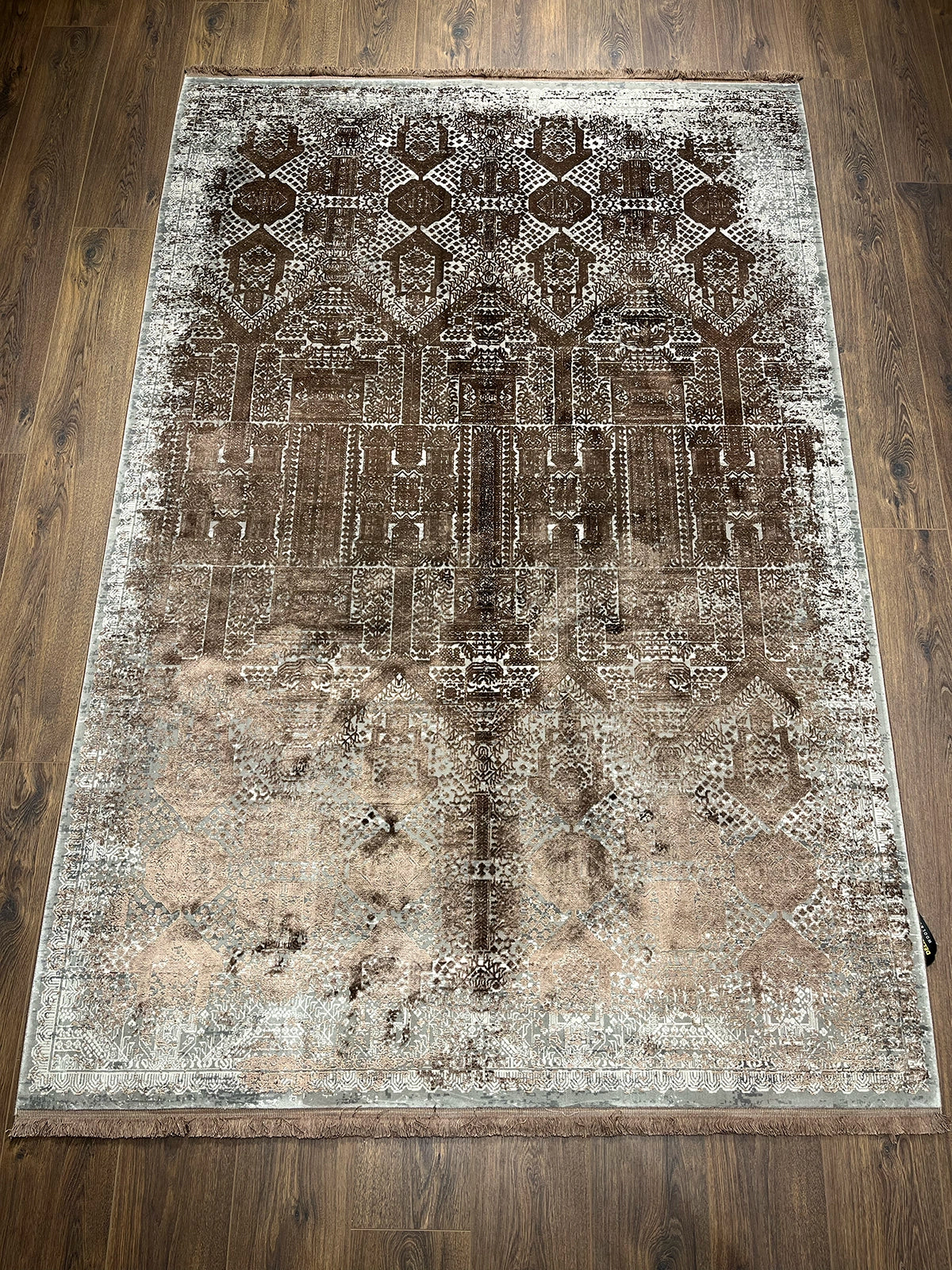 Eskitme Desen Kahve Bambu Özel Tezgah Halısı