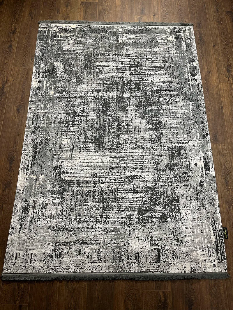 Eskitme Desen Gri Bambu Özel Tezgah Halısı