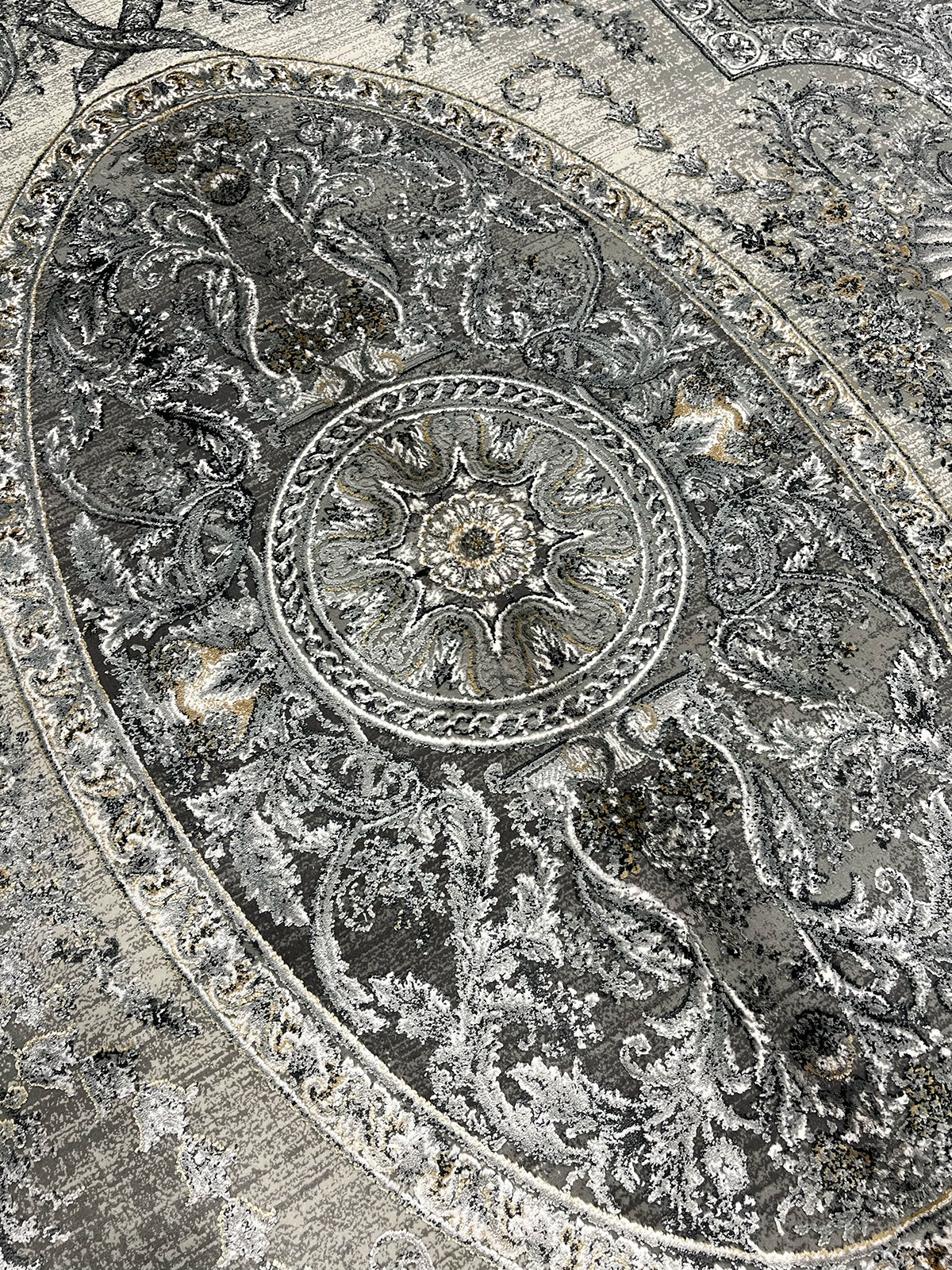 Klasik Desen Gri Bambu Özel Tezgah Halısı