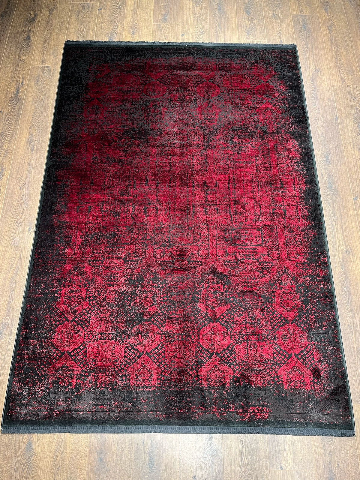 Eskitme Desen Kırmızı Bambu Özel Tezgah Halısı