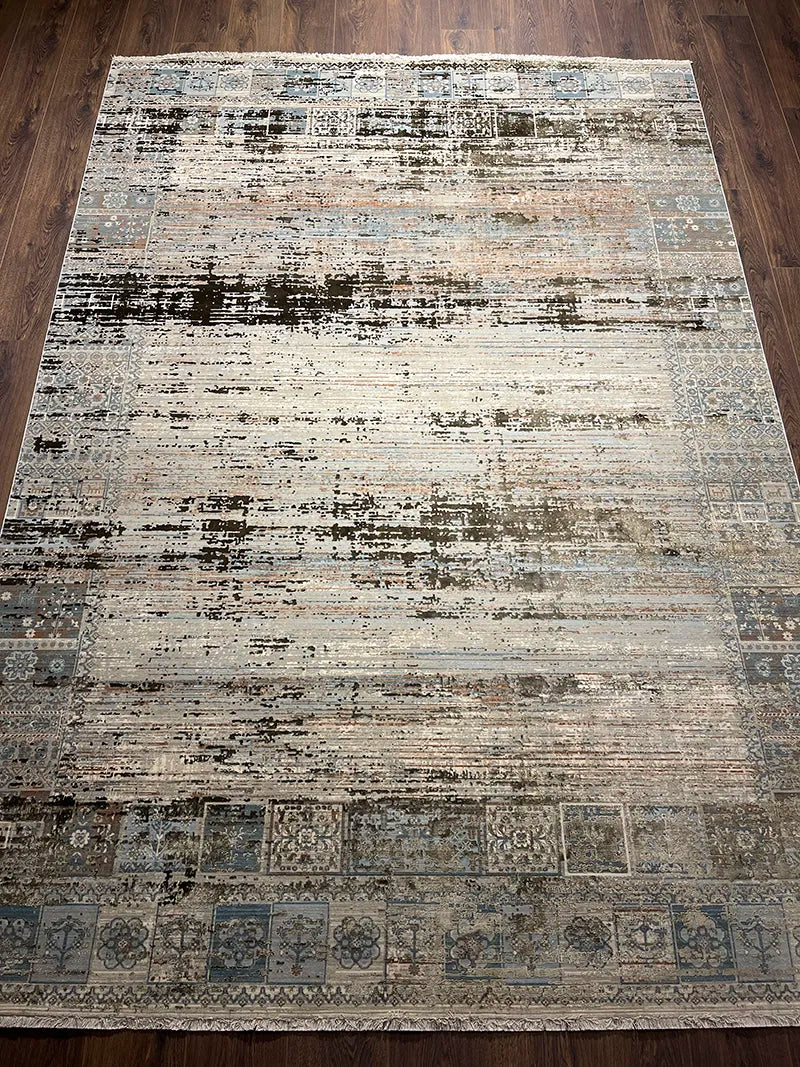 Eskitme Desen Vizon Bambu Özel Tezgah Halısı