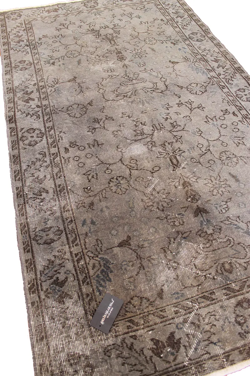 El Dokuma Gri Vintage Halı