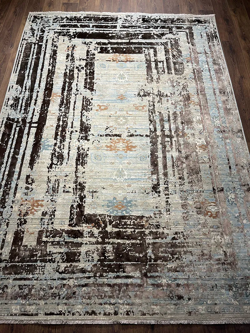 Uşak Desenli Kahverengi Bambu Özel Tezgah Halısı