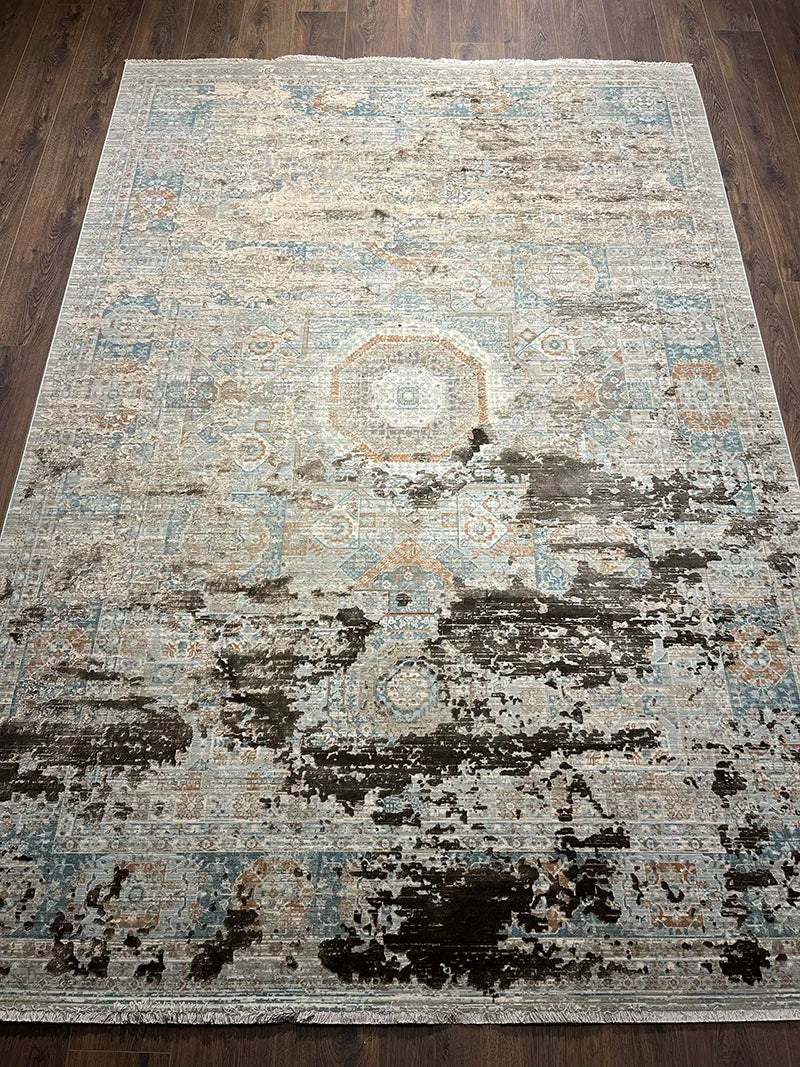 Memlük Desen Bakır Bambu Özel Tezgah Halısı