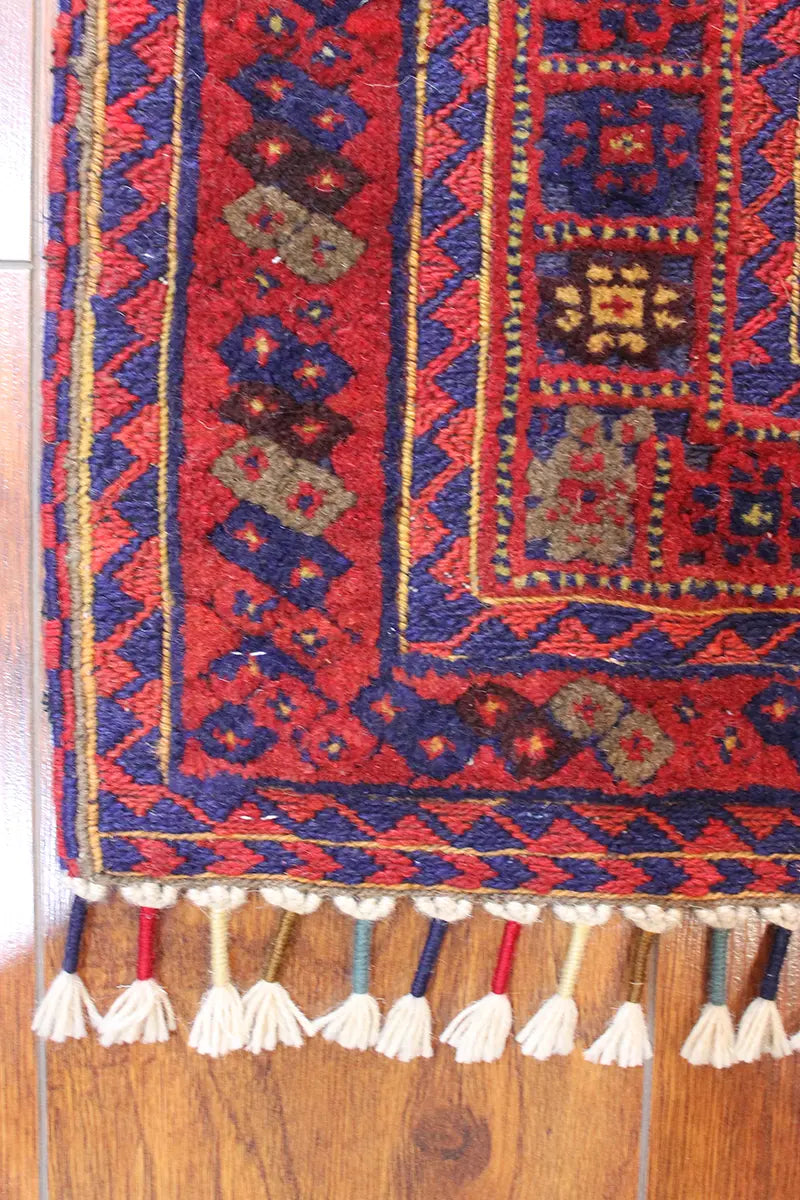 El Dokuma Afgan Berceste Bordo Yün Kilim