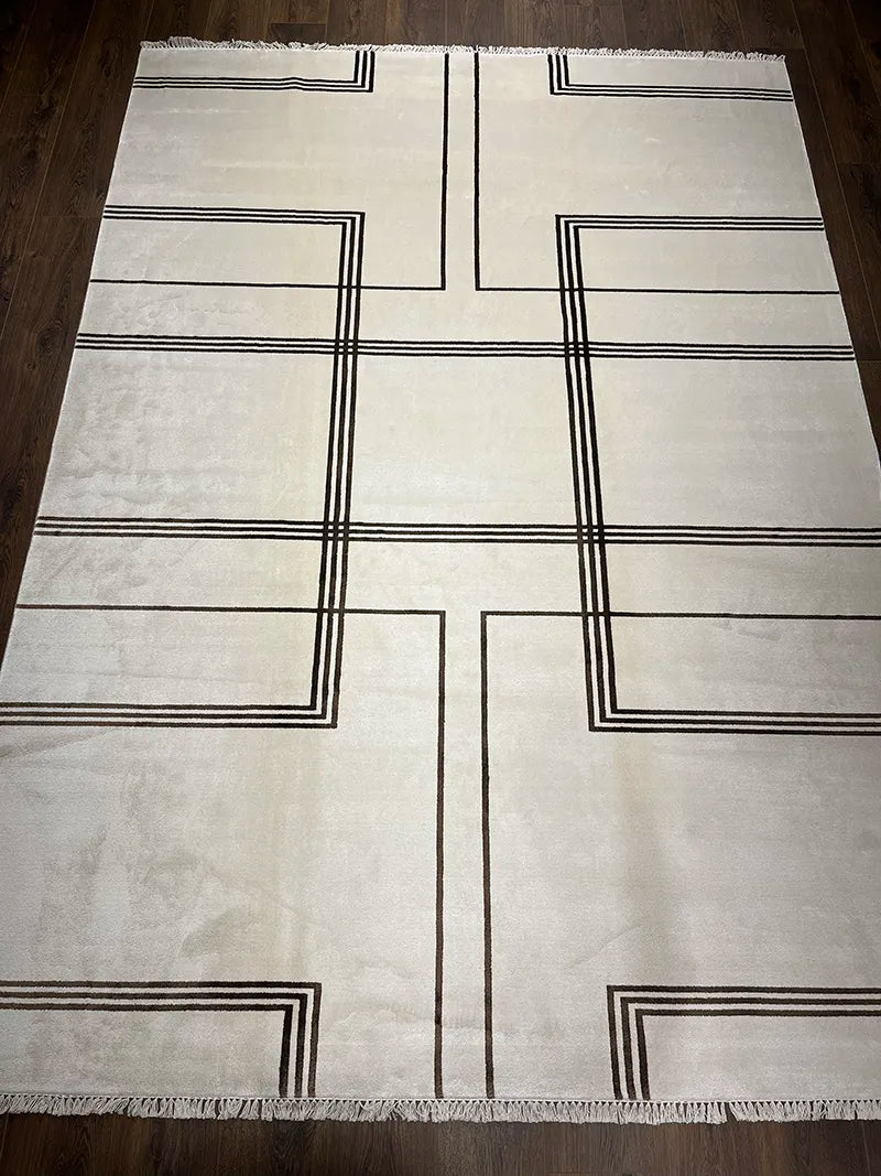 Modern Çizgili Kahverengi Bambu Özel Tezgah Halısı