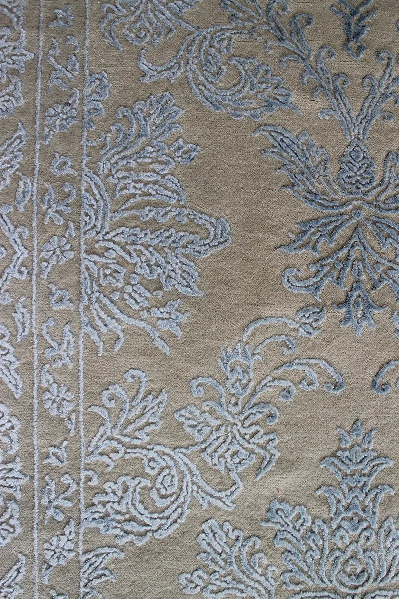 El Dokuma Mavi Uşak Desenli Yün Halı