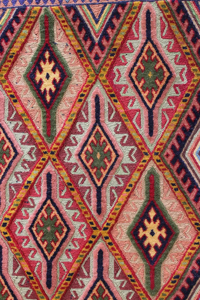 El Dokuma Afgan Berceste Renkli Yün Kilim