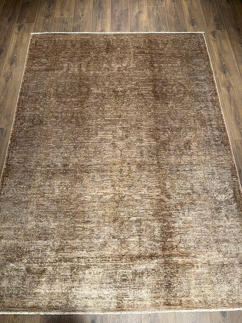 Overdye Serisi Eskitme El Dokuma Kahve Halı