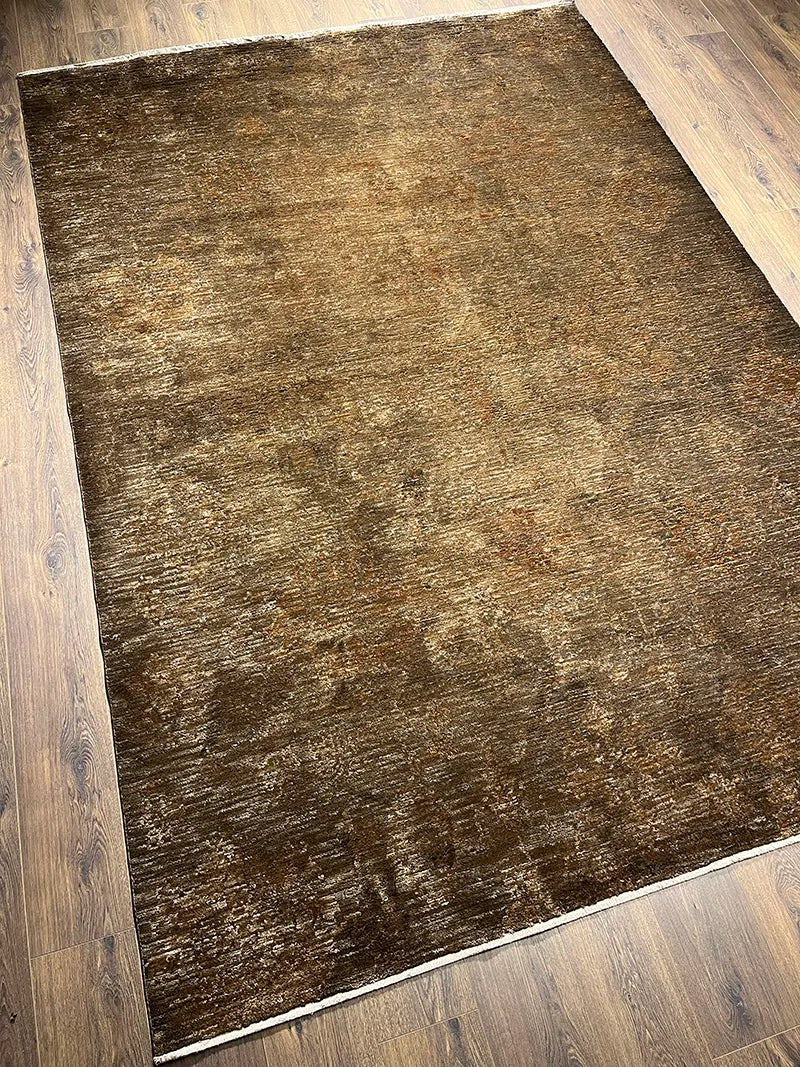 Woolknot Ametist Vintage Desenli Kahve Makine Halısı