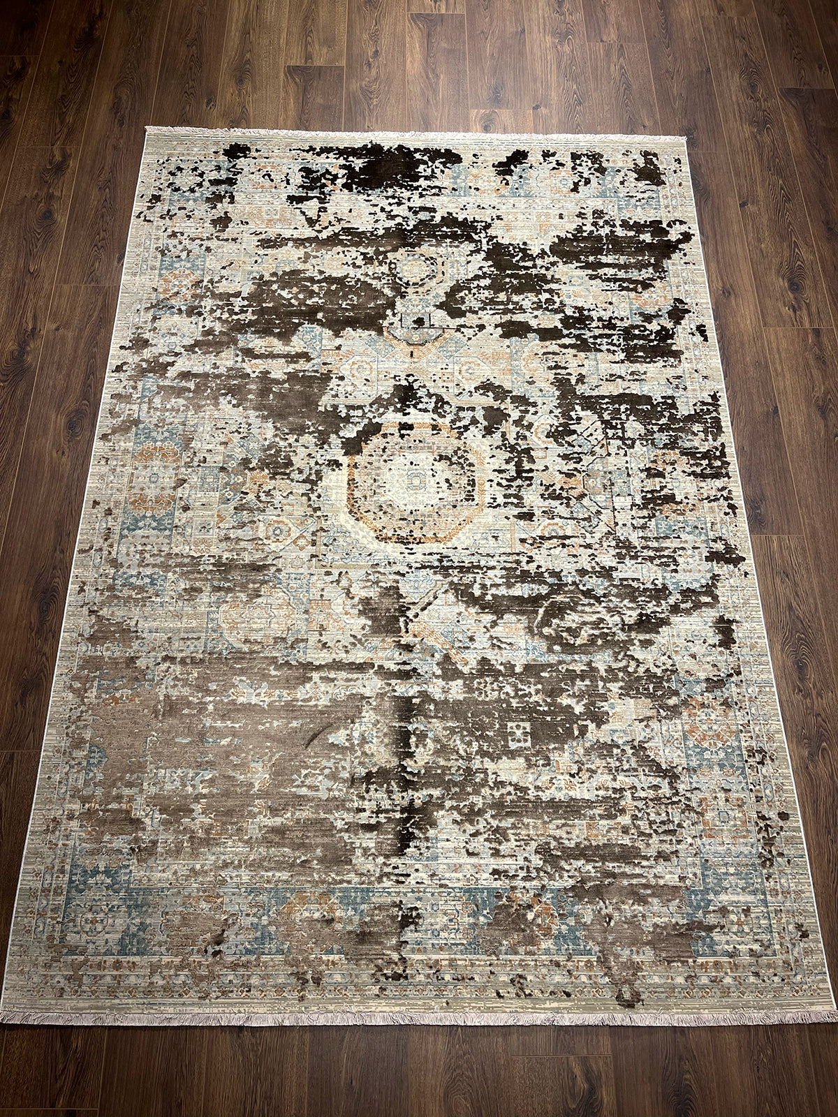 Heradye Serisi Uşak Desen Kahve Bambu Özel Tezgah Halısı