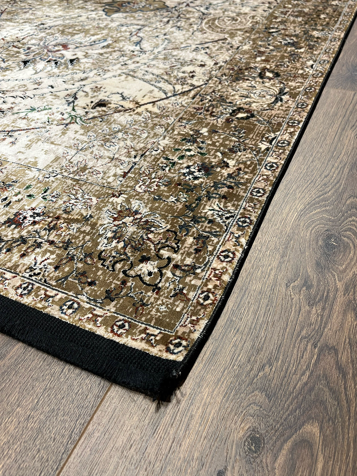 Pietra Serisi Etnik Desen Bej Bambu Özel Tezgah Halısı