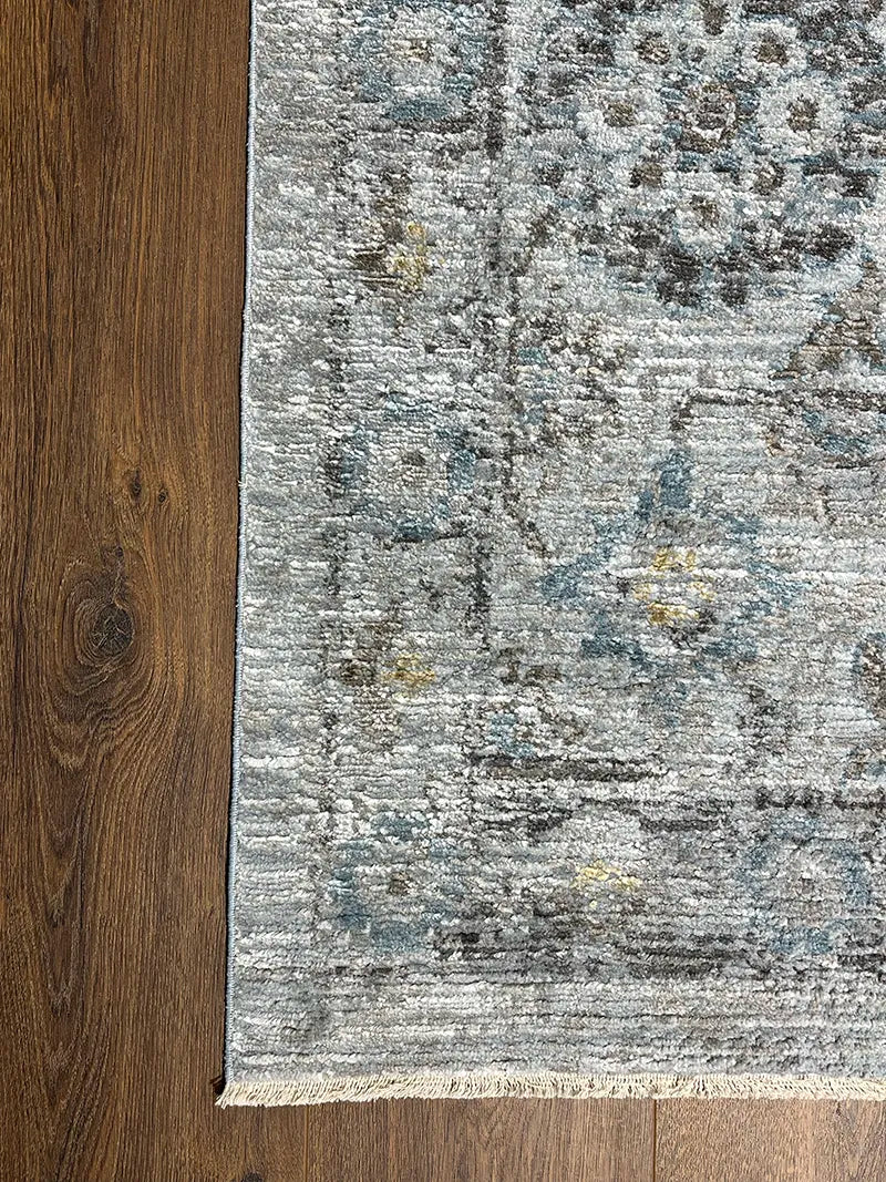 Woolknot Ametist Vintage Desen Gri Makine Halısı