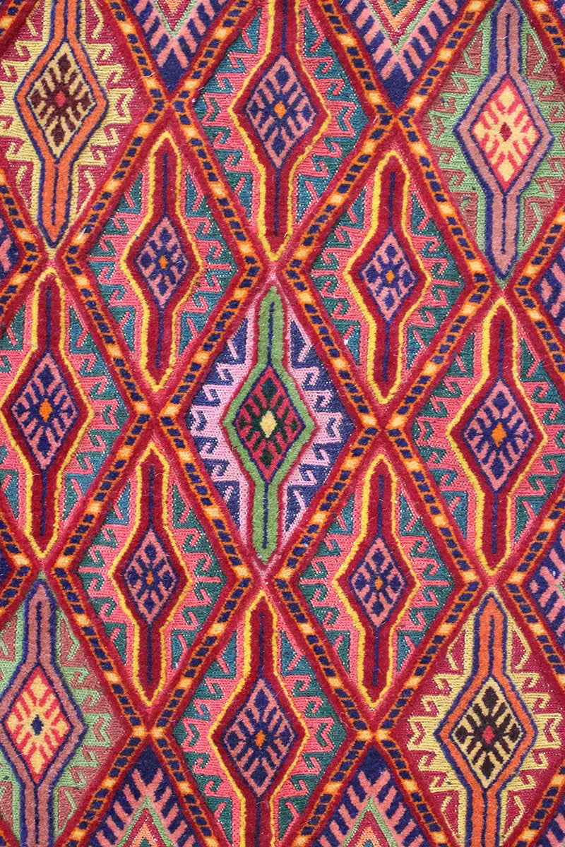 El Dokuma Afgan Berceste Renkli Yün Kilim