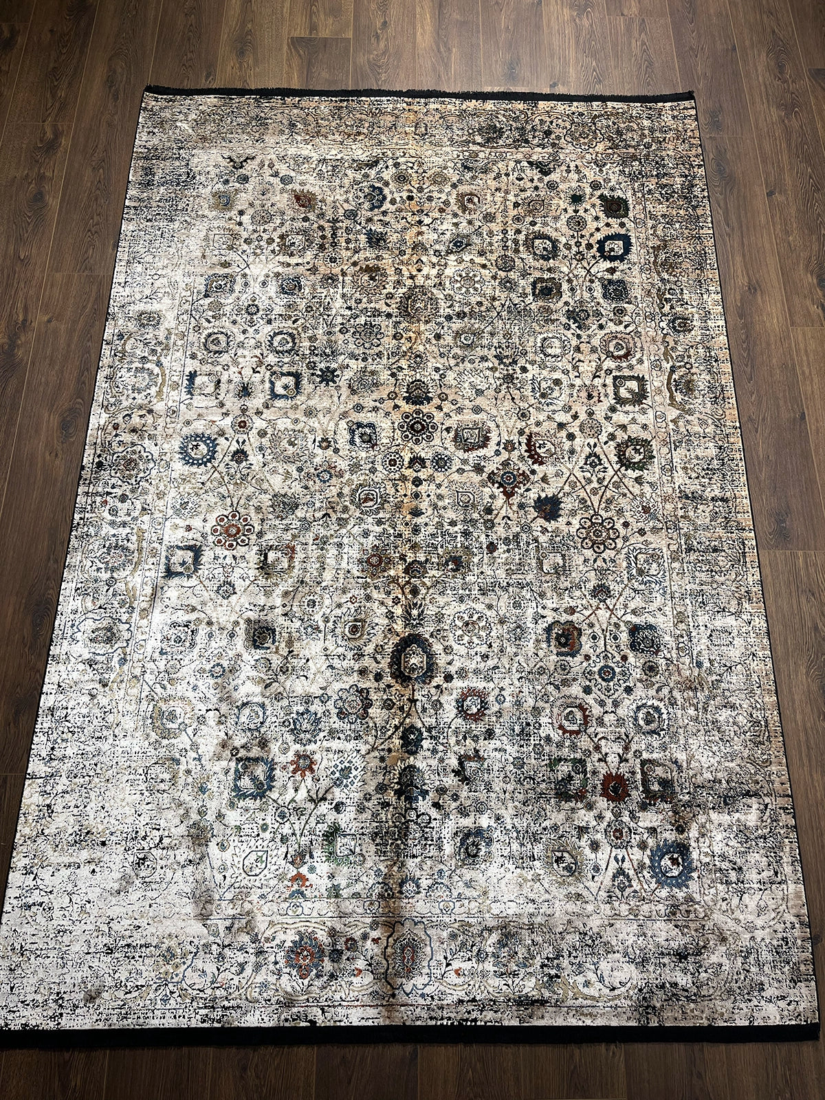 Pietra Serisi Etnik Desenli Bej Bambu Özel Tezgah Halısı