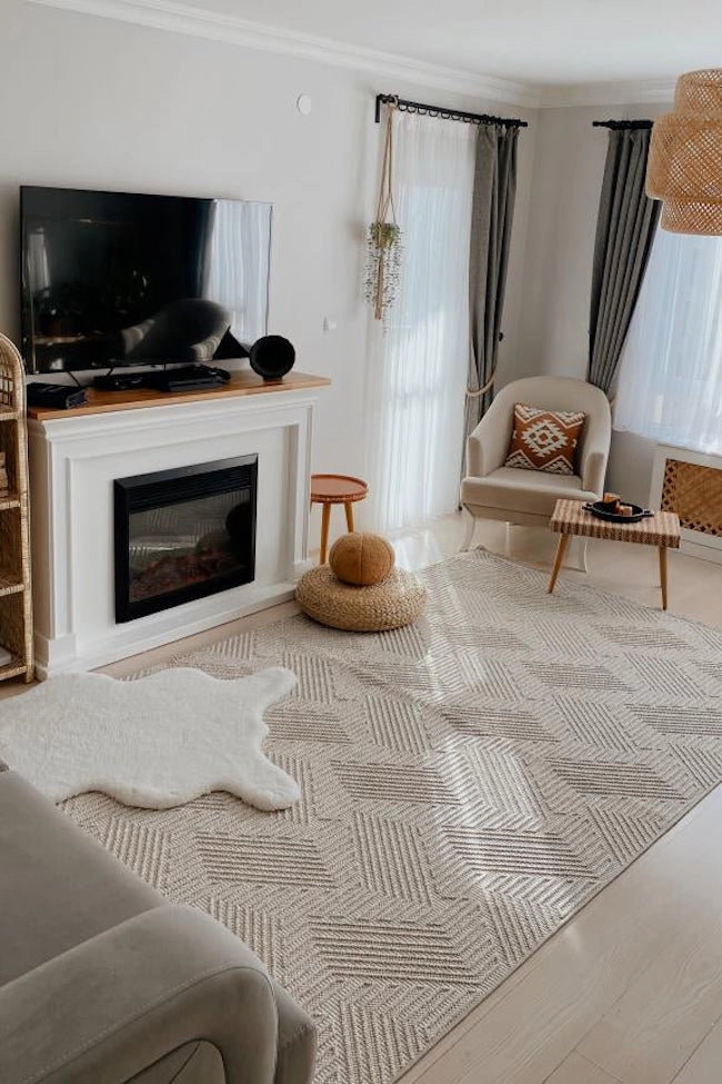 Apex Havana 8592 Bej İskandinav Desen Makine Halısı