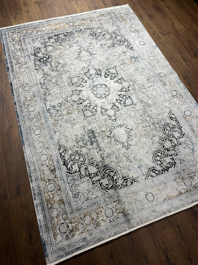 Klasik Desen Gri Bambu Özel Tezgah Halısı