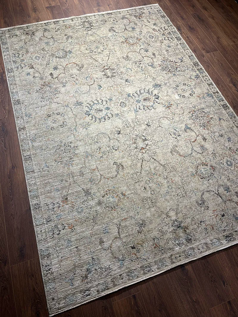 Woolknot Ametist Vintage Desenli Bej Makine Halısı