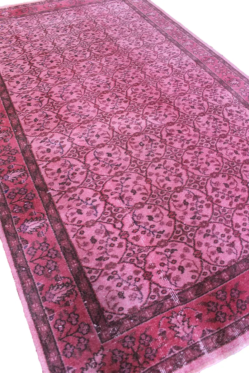 El Dokuma Pembe Vintage Halı