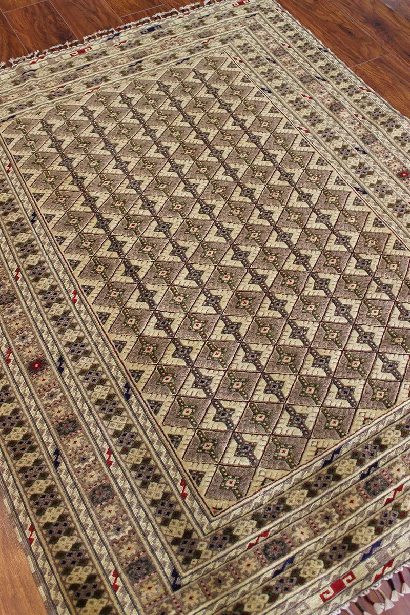 El Dokuma Afgan Berceste Bej Yün Kilim