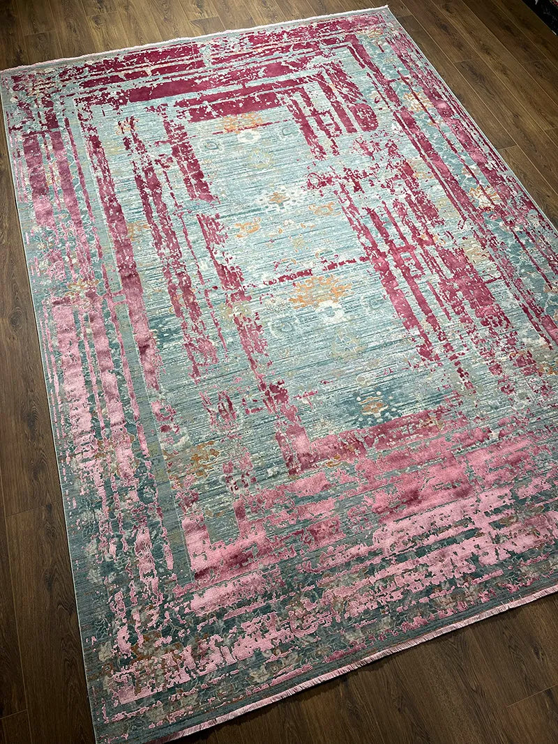 Uşak Desenli Pembe Bambu Özel Tezgah Halısı