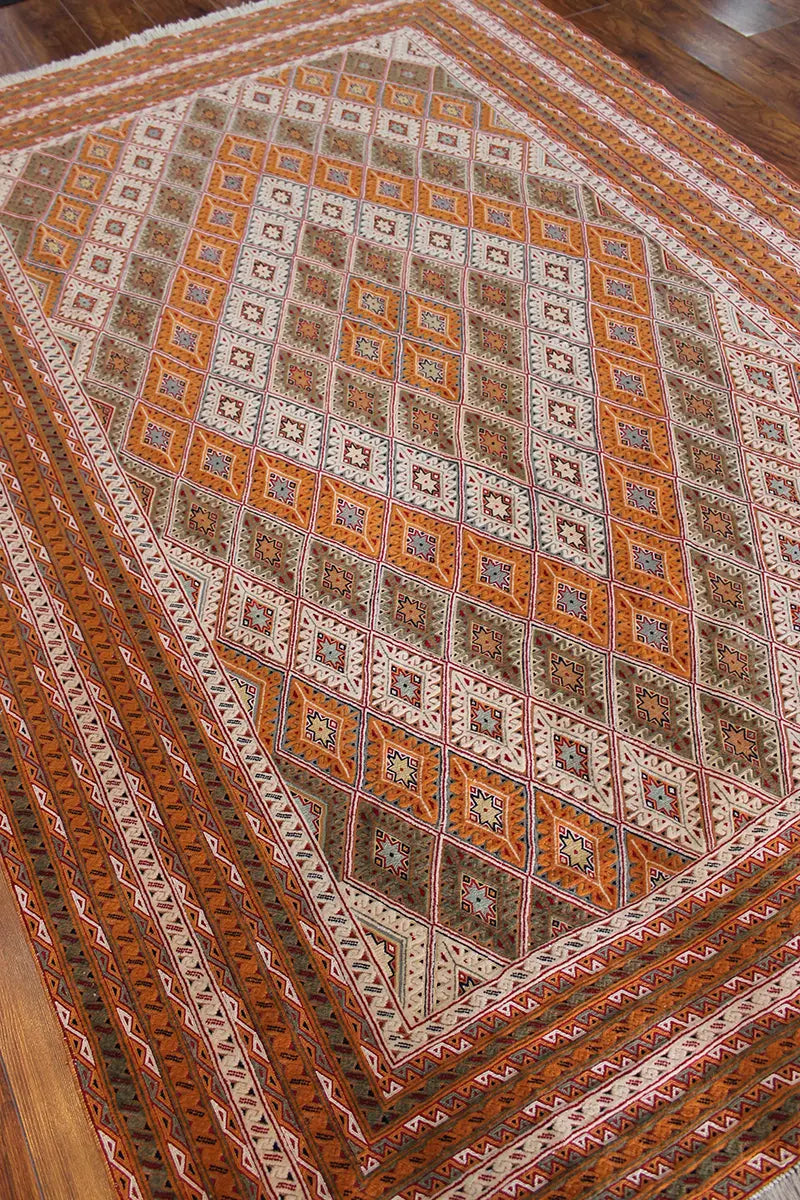 El Dokuma Afgan Berceste Kahve Yün Kilim