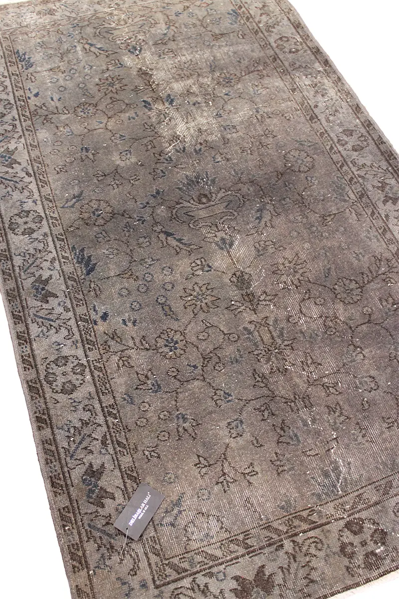 El Dokuma Gri Vintage Halı