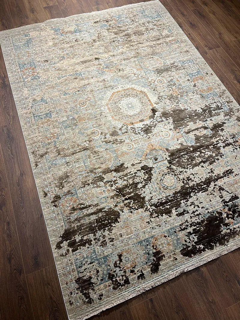 Memlük Desen Bakır Bambu Özel Tezgah Halısı