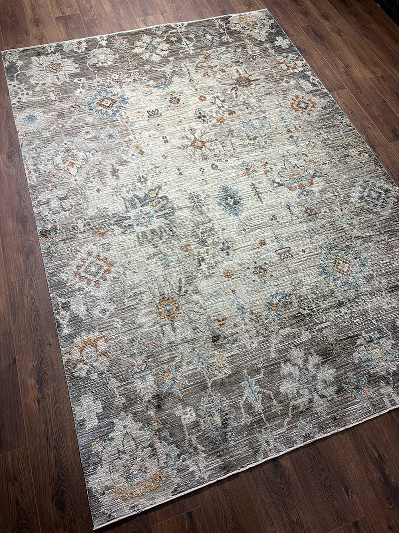 Woolknot Ametist Vintage Desenli Bej Makine Halısı