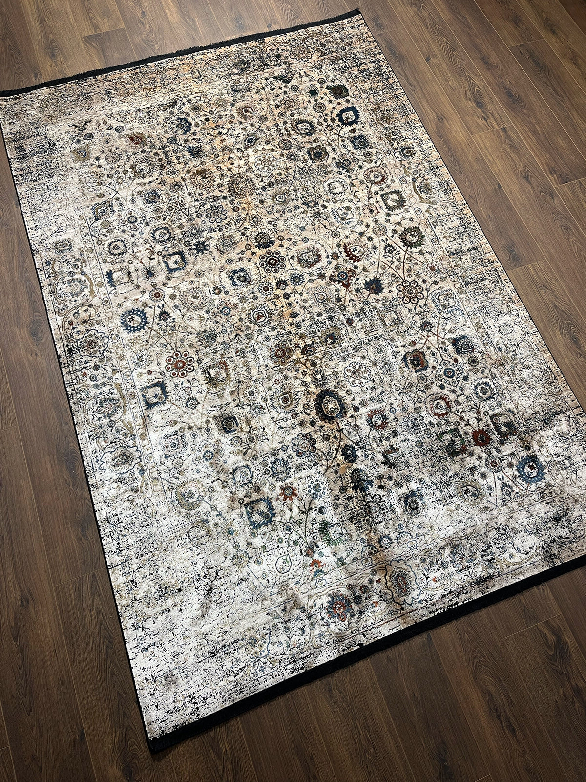 Pietra Serisi Etnik Desenli Bej Bambu Özel Tezgah Halısı