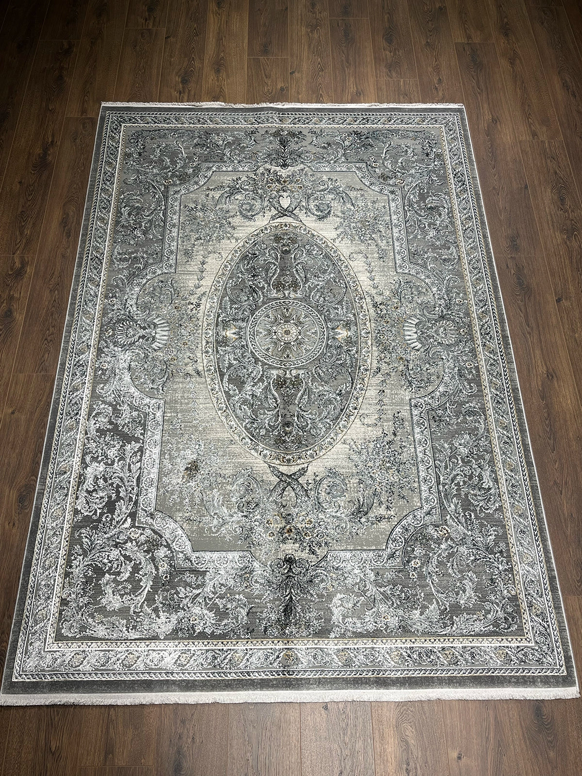 Klasik Desen Gri Bambu Özel Tezgah Halısı