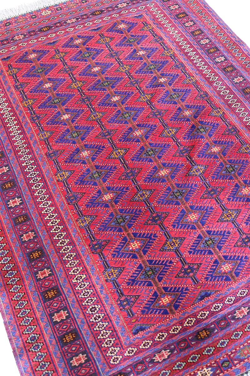 El Dokuma Afgan Berceste Kırmızı Yün Kilim