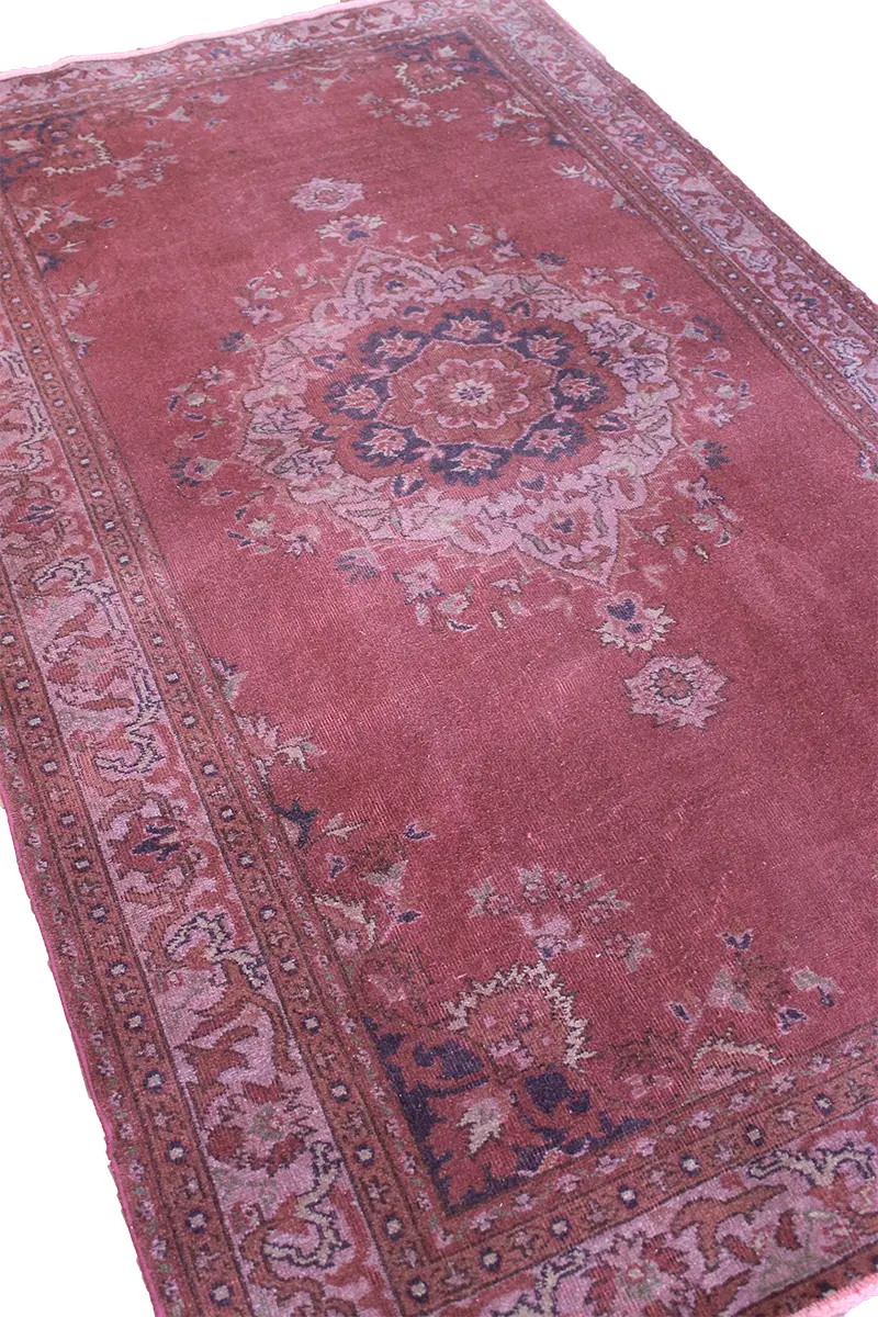 El Dokuma Pembe Vintage Halı