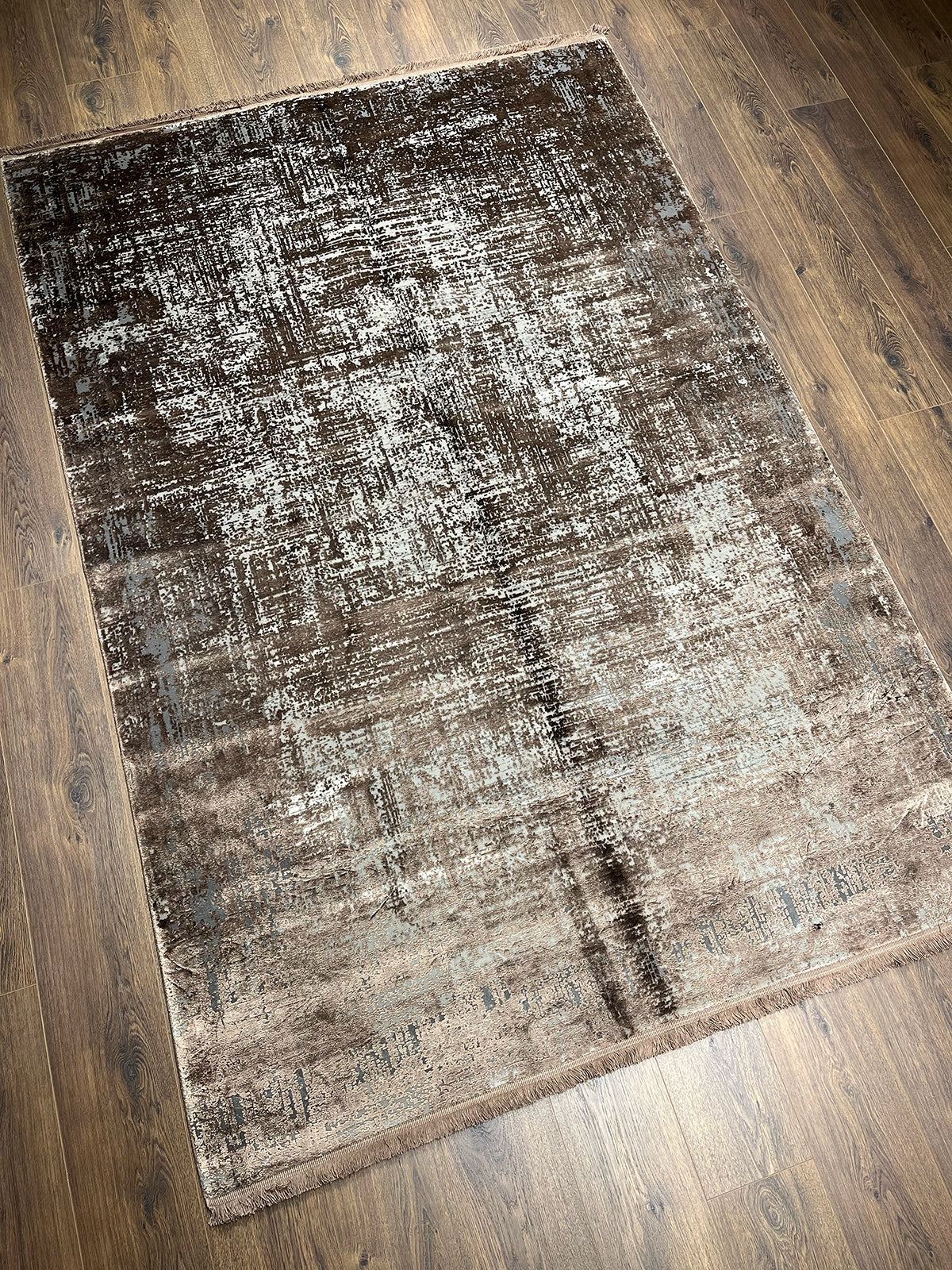 Eskitme Desen Kahve Bambu Özel Tezgah Halısı