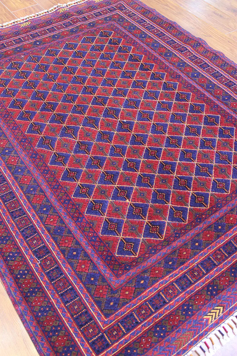 El Dokuma Afgan Berceste Bordo Yün Kilim