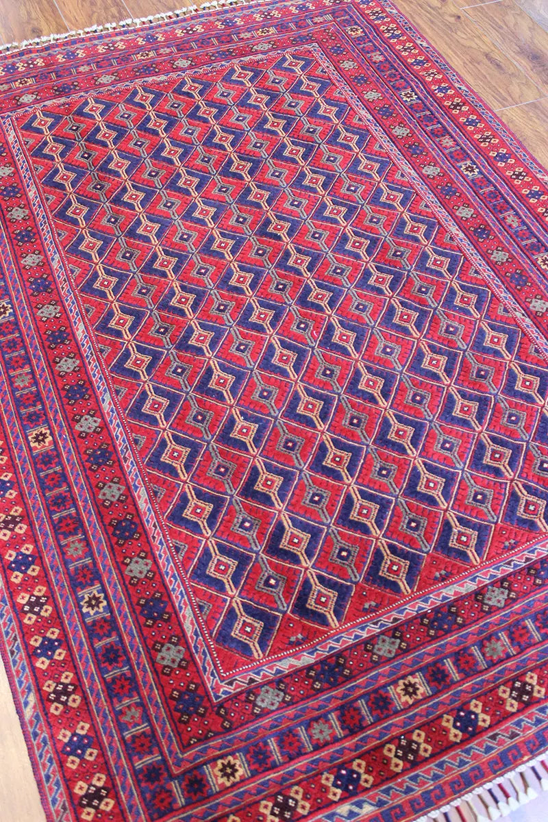 El Dokuma Afgan Berceste Bordo Yün Kilim
