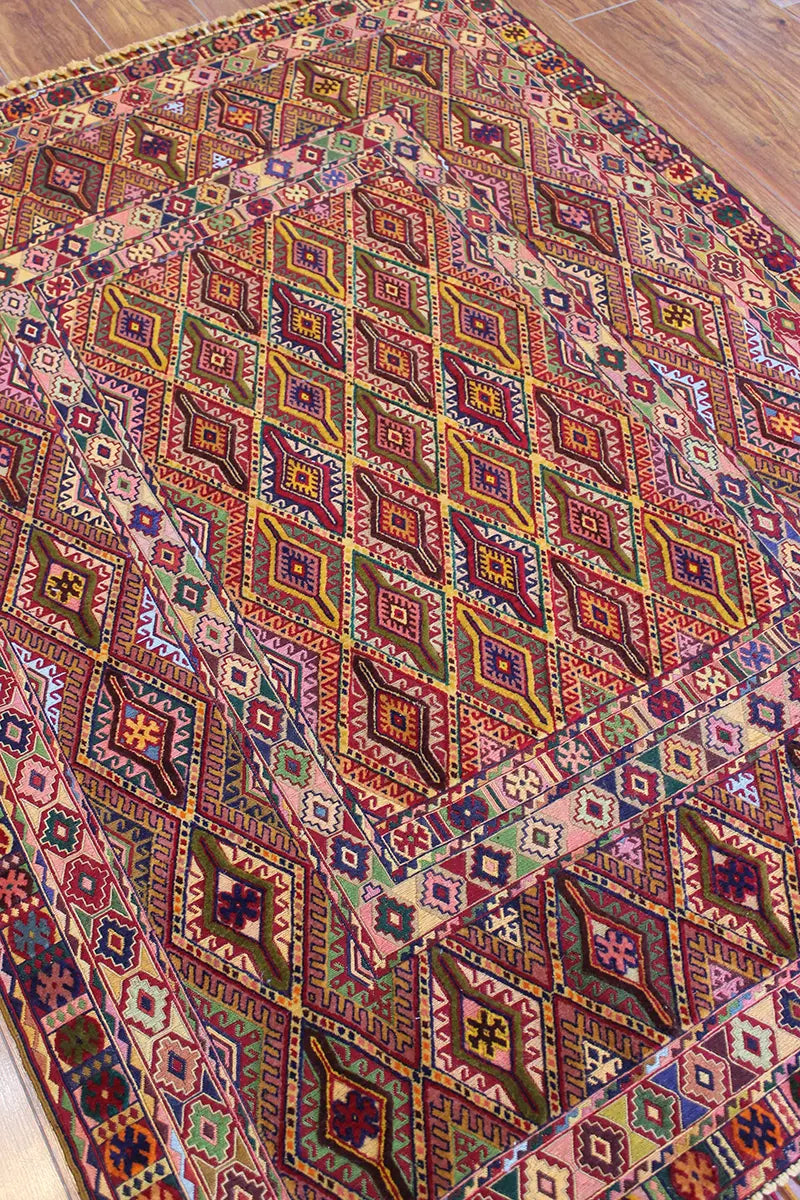 El Dokuma Afgan Berceste Renkli Yün Kilim