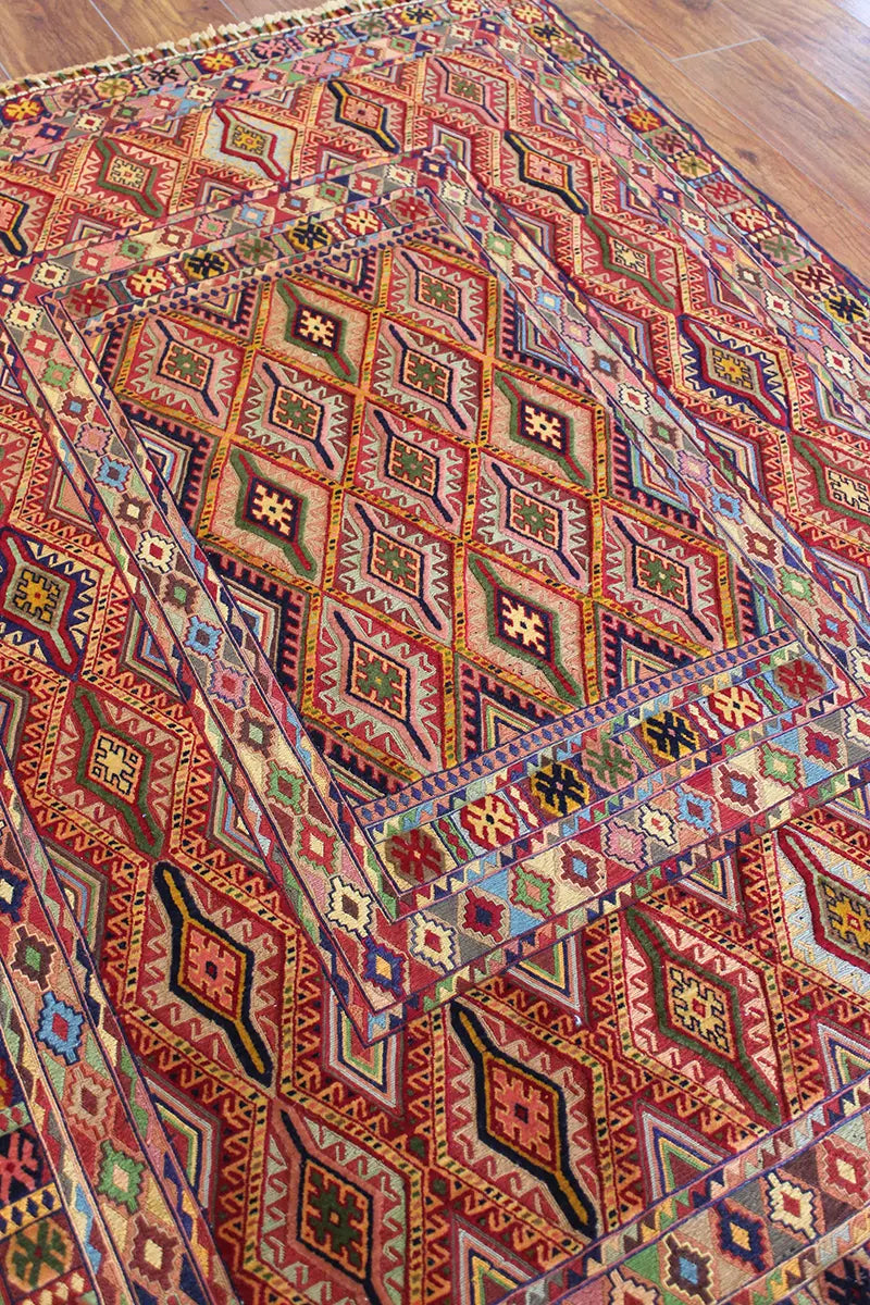 El Dokuma Afgan Berceste Renkli Yün Kilim