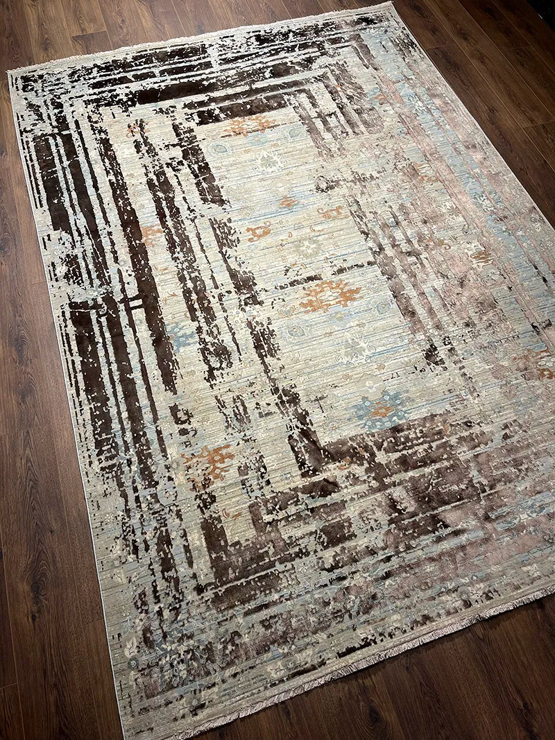 Uşak Desenli Kahverengi Bambu Özel Tezgah Halısı