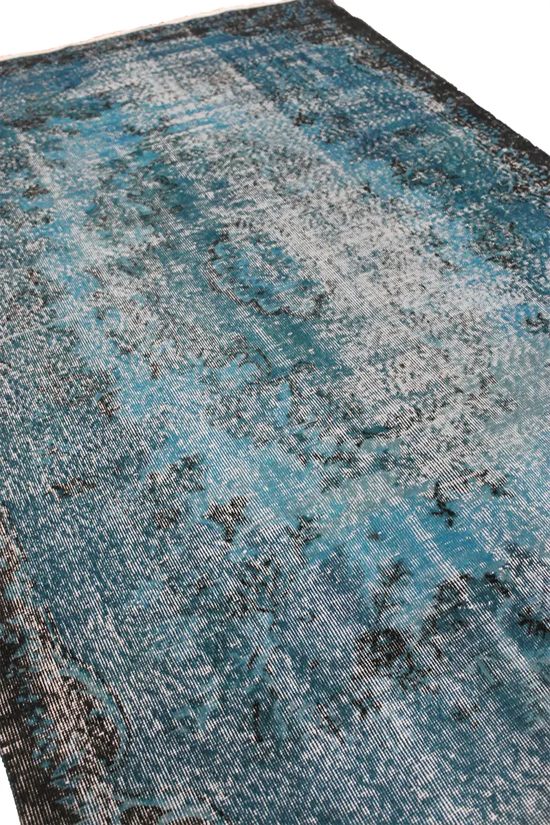 El Dokuma Mavi Vintage Halı