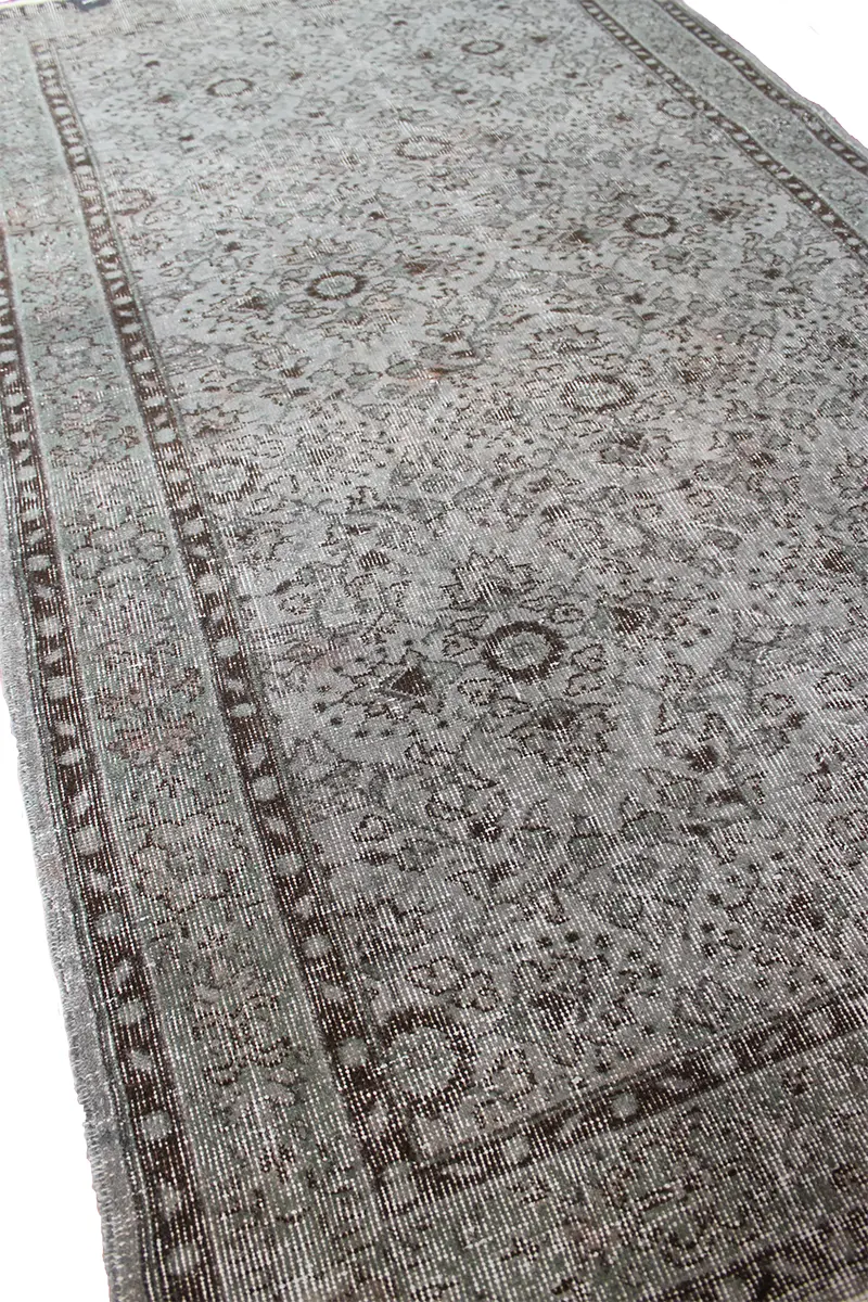 El Dokuma Gri Vintage Halı