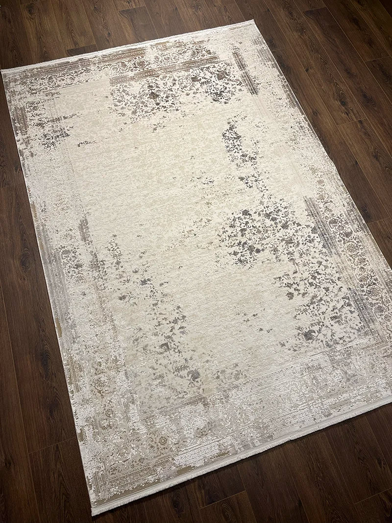 Olimpos Serisi Eskitme Desen Bej Bambu Özel Tezgah Halısı