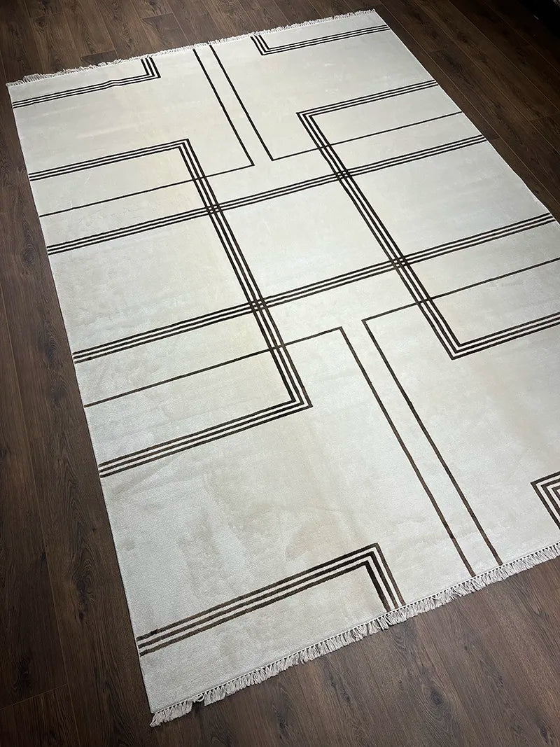 Modern Çizgili Kahverengi Bambu Özel Tezgah Halısı